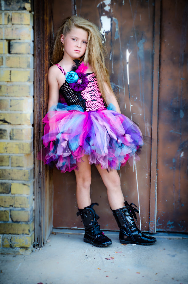 Rock Star Pink And Black Tutu Dress Bright Pink Girls Tutu Dress