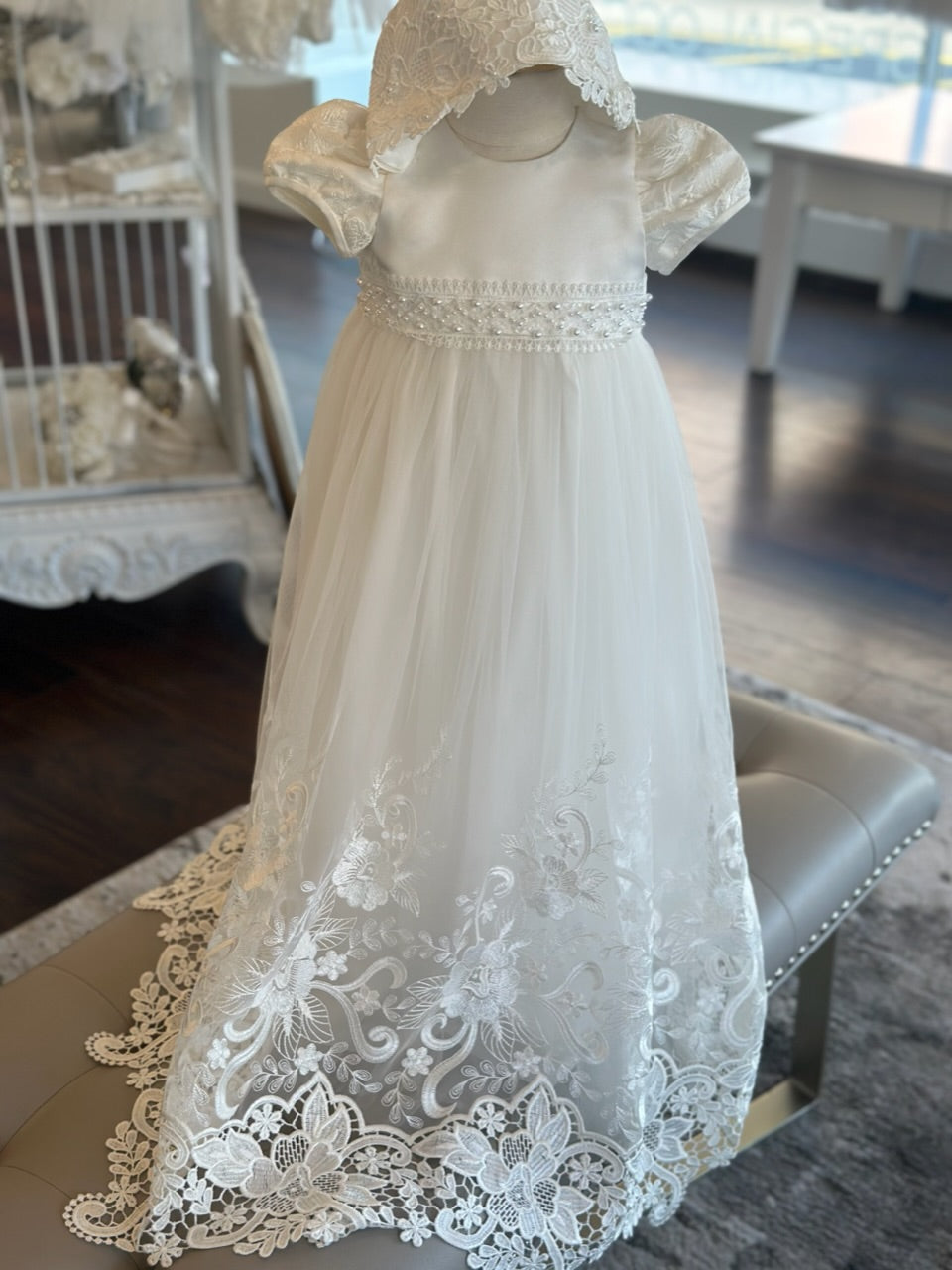 princess daliana christening dress Princess Daliana Metallic Corded Lace Christening Gown