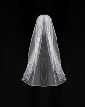 3161 Single Tier Veil with Pearl and clear crystal beaded edge