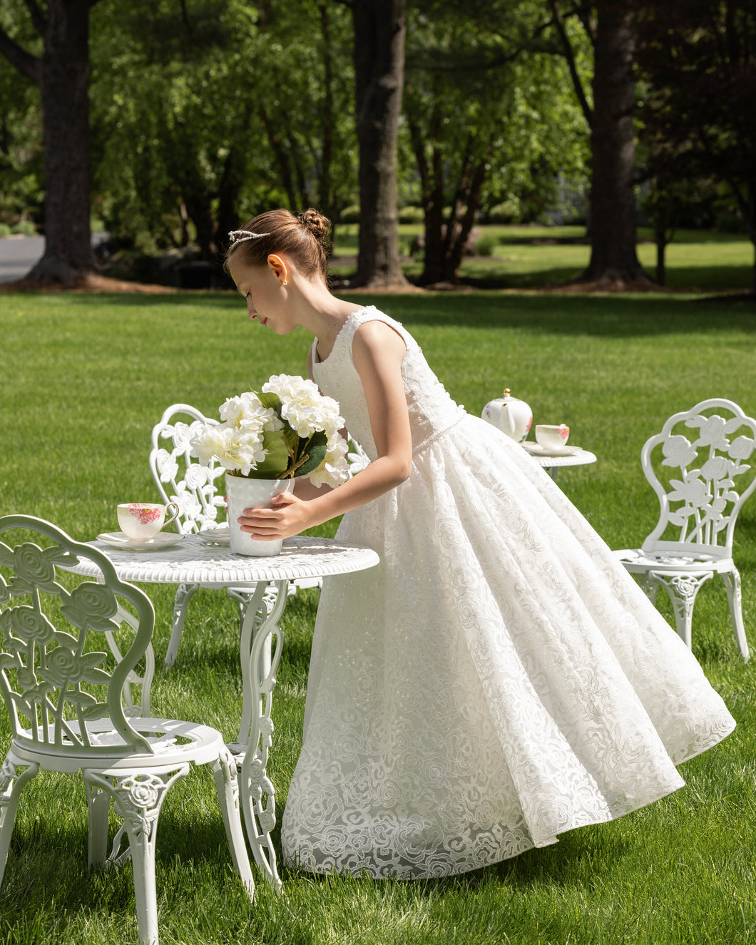macis designs communion dresses Macis Design Delicate Lace And Tulle Communion Gown T1851 6 / Off White