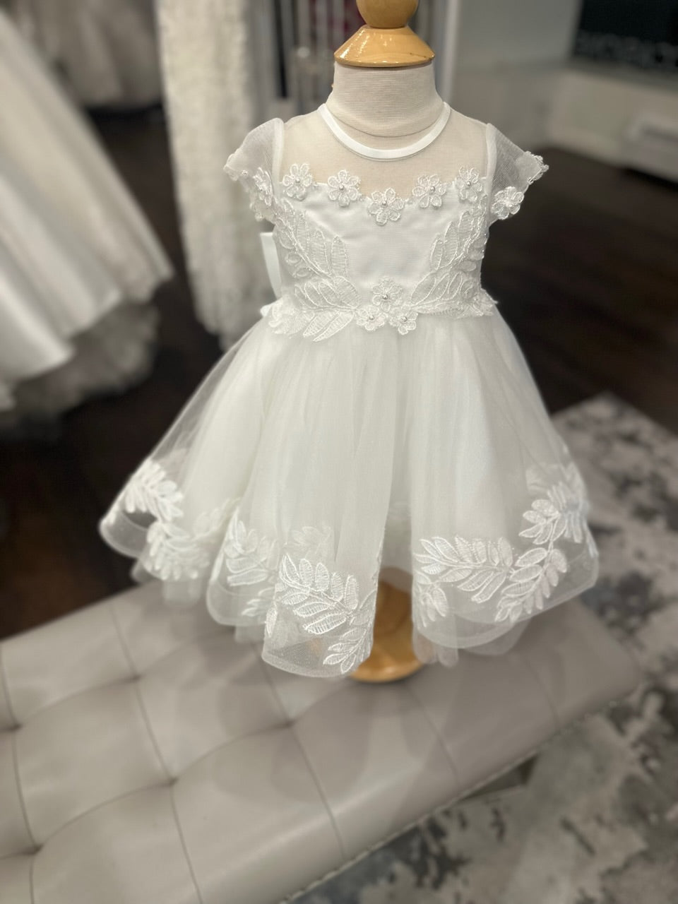 princess daliana flower girl dresses Princess Daliana - Communion Dress with Lace and Rhinestones