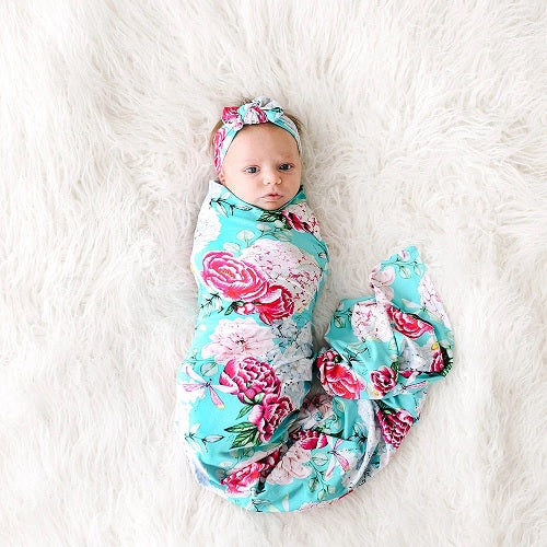 Posh Peanut authentic Swaddle and Headwrap Set - Amina NWT