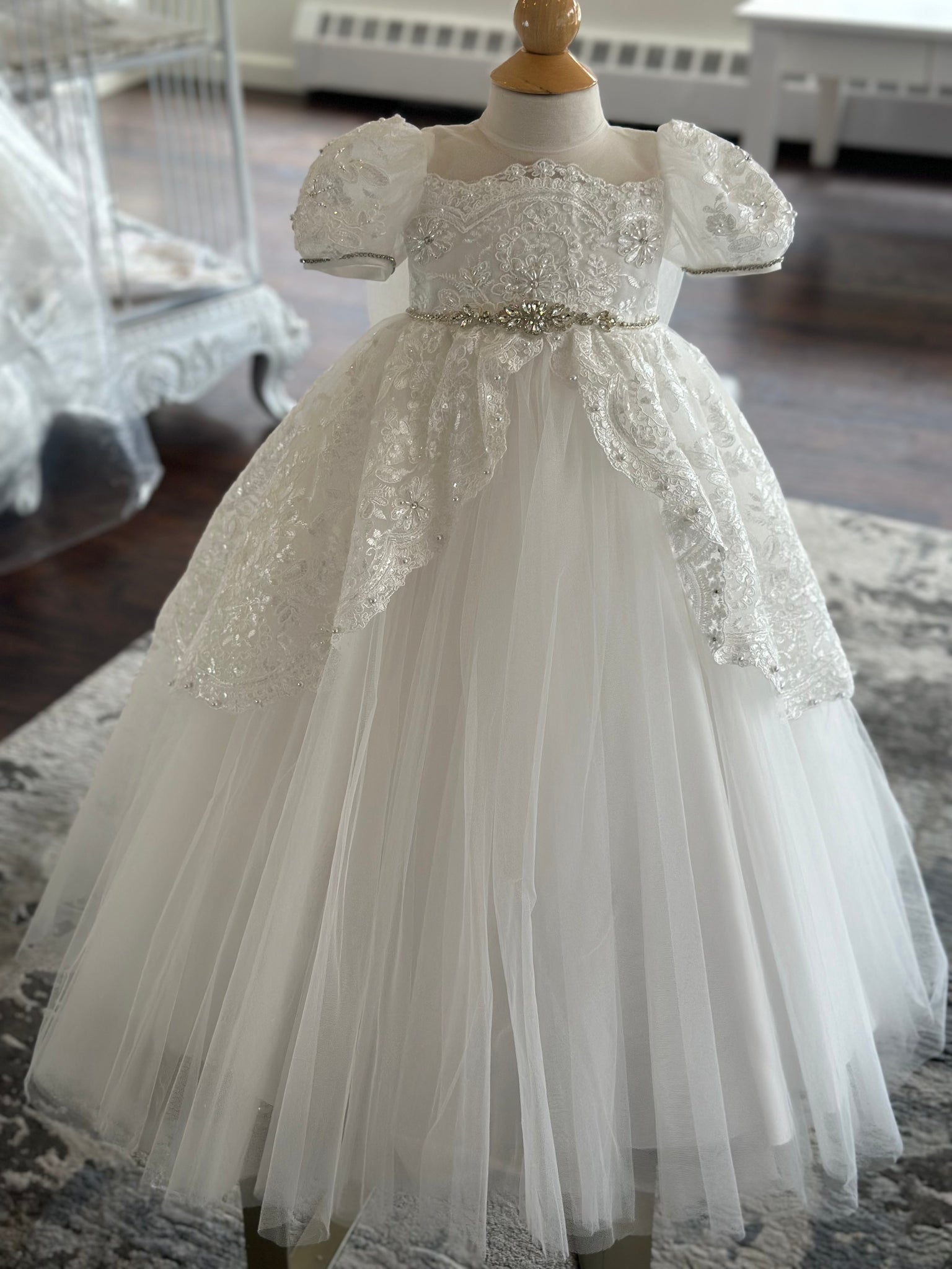 princess daliana christening dress Princess Daliana Flutter Sleeve Off White Christening Gown Y2070UF Sara's Children's Boutique
