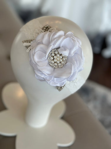 Penelope Baby Girl White Christening Headband