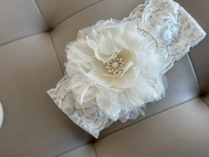 Off White/ Ivory Baby Girl Christening Headband 03