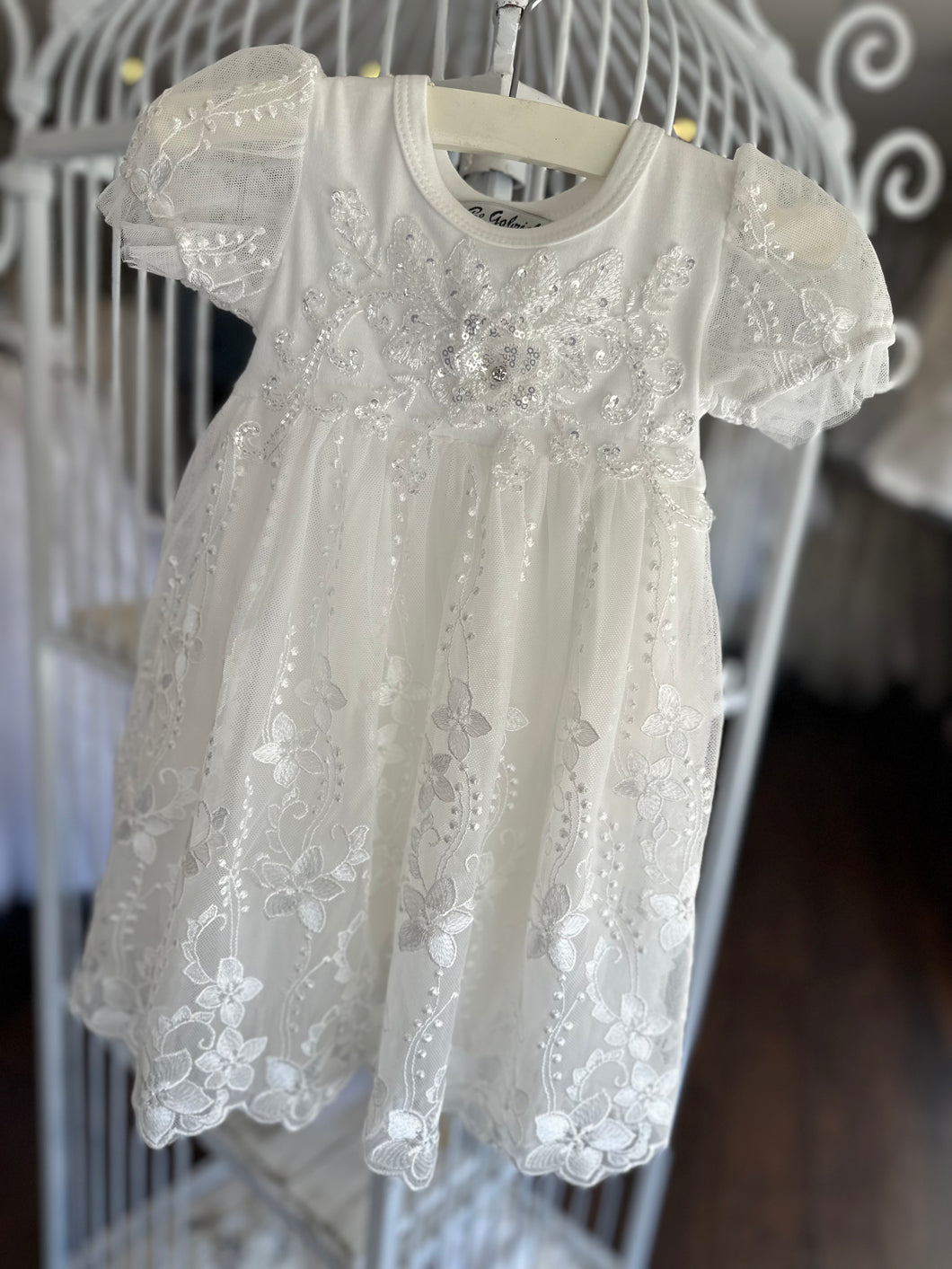 Bebe Gabrielle Ivory Sequin Lace Romper 3827-2