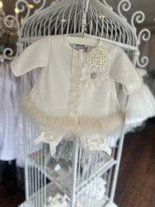 2 Piece Katie Rose Marabou Ivory Jacket Set