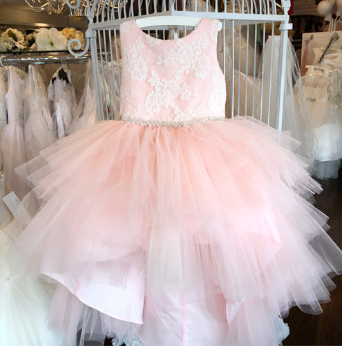 Blush Lace Tulle High Low Dress