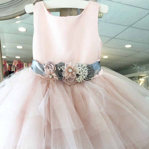 Peekaboo Blush Tulle Satin Dress