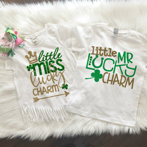 Little Miss Lucky Charm Girl/ Little Lucky Dude Boys Shirt - St Patrick's Day Shirt