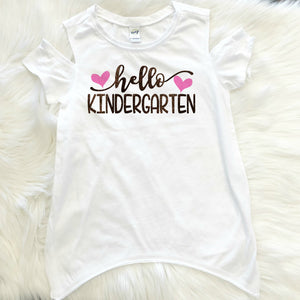 Hello Kindergarten Hearts Grade Cold Shoulder Shirt